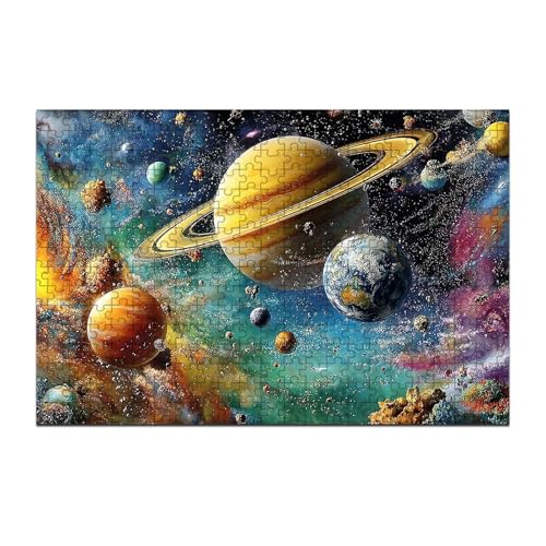 300 Pieces Jigsaw Puzzles for Adults, Solar System Planets Space Art Puzzle, Stress Relief Hand-Eye Coordination Brain Teaser Puzzle 15.7x11 Inch - color: Wooden Puzzle13, size: 300 Piece pcs