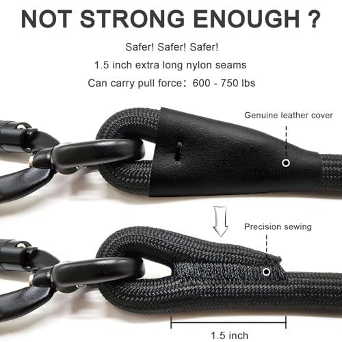 Rope Dog Leash with Two Handles, 6 Foot Heavy Duty Dog Leash with Aviation Aluminum Auto Locking Carabiner, Strong Nylon Pet Lead for Small, Medium, Large Dogs (Brown, 6FT-Two Handle) - color: Brown, size: 6 Foot Two Handle