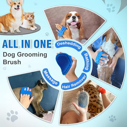 Dog Bath Brush, Premium Rubber Dog Shampoo Brush with Adjustable Ring Handle, Soothing Massage Comb for Long and Short Haired Dogs & Cats - color: Dog Bath Brush with Silicone for Massaging