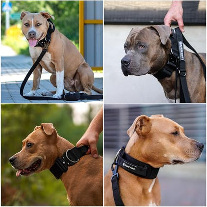 Spark Paws Tactical Dog Collar - Heavy Duty, Premium Quality, Thick and Durable for Large and Medium Dogs - Black - L - 1.5" - color: Black, size: L: 21"-26" [1.5" wide]