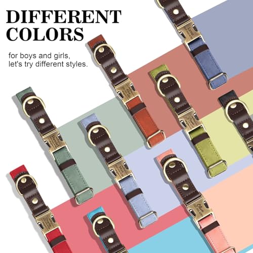 Personalized Dog Collars, Custom PU Leather Dog Collar with Name&Phone Number, Engraved Dog Collar for Medium Dogs, Adjustable Durable Collar with Quick Release Metal Buckle, Green,M - color: Green, size: M: Neck 14-19", Width 0.8"