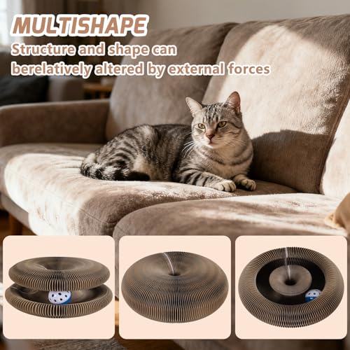 Magnetic Magic Organ Cat Scratcher Toy, Extra-Thick & Large Connectable Cardboard Scratching Board with Bell Ball, Interactive Enrichment Toy for Indoor Cats & Kittens (1 Pack) - size: 1 Pack