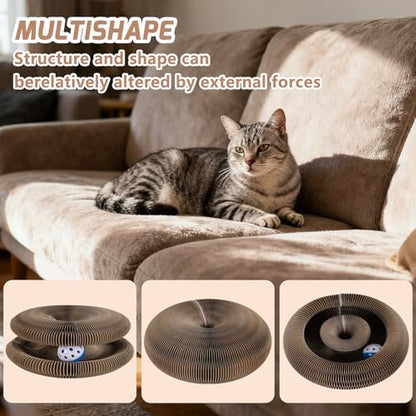 Magnetic Magic Organ Cat Scratcher Toy, Extra-Thick & Large Connectable Cardboard Scratching Board with Bell Ball, Interactive Enrichment Toy for Indoor Cats & Kittens (1 Pack) - size: 1 Pack