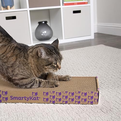 SmartyKat Super Scratcher Corrugated Cat Scratcher and Scratch Pad for Cats, Catnip Infused with Catnip, Scratchers for Indoor Cats and Kittens, Cardboard Scratching Post - size: One Size, style: Rectangle Scratcher