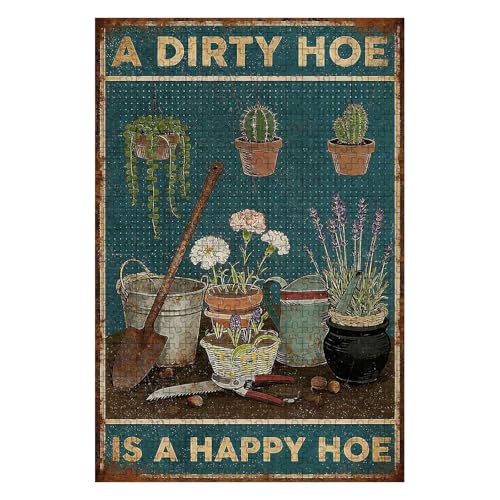 300 Pieces Jigsaw Puzzles for Adults, A Dirty Hoe is A Happy Hoe Gardening Tools Art Puzzle, Stress Relief Concentration Training Brain Teaser Puzzle 15.7x11 Inch - color: Wooden Puzzle1, size: 300 Piece pcs