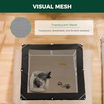 FXW Homeplus Indoor Dog Playpen with Square Mesh Top Cover for Escape Prevention, 24 Inch 8 Panels Heavy Duty Dog Pen for Puppies and Small Dogs, White│Patented - size: 24"H (White)