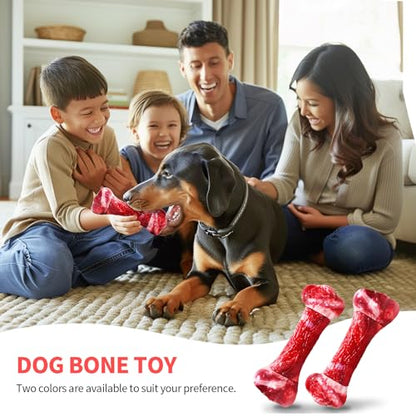 Dog Toys for Aggressive Chewers - Long-Lasting Nylon Chew Bones, Indestructible Toys for Medium to Large Breeds, Teething Toys to Keep Them Busy (Red)