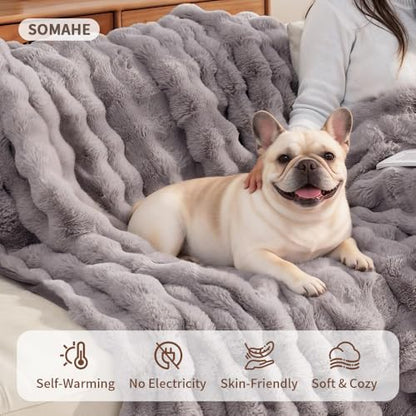 Pet Blanket, Reversible Sherpa & Bubble Fleece Pet Throw, Ultra-Soft Plush for Cats & Small Dogs, Machine Washable, Anti-Static, Warm & Cozy,28"×22" Inch Gray - color: Gray, size: 28"L x 22"W Inches