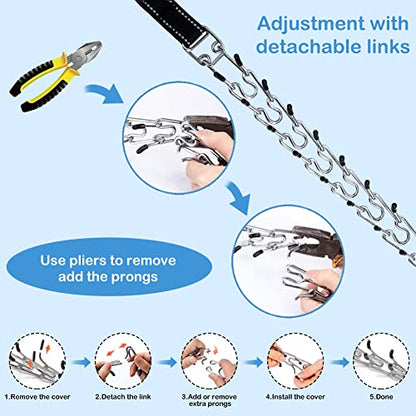 Dog Prong Collar, Adjustable Dog Training Collar with Quick Release Buckle for Small Medium Large Dogs - color: Black, size: L/3.5mm (Neck: 18"-20" Weight: 70 lbs)