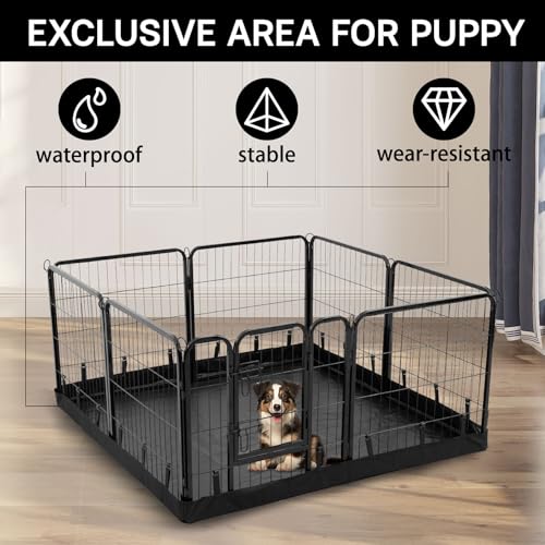 PJYuCien Dog Playpen Plus Storage Bag, 24" H 8 Panels Puppy Pen with Square Bottom, Heavy Duty Dog Fence for Puppies/Small Dogs - style: 8-Panels 24.0"W