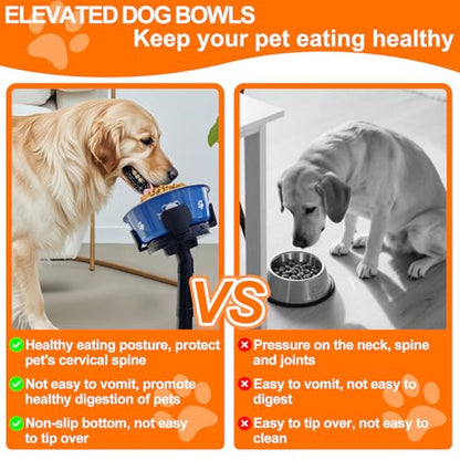 Elevated Dog Bowls 3 Height Adjustable Raised Bowl Stand with 42oz Stainless Steel Dog Food Bowls Tiltable Dogs Feeder Adjusts to 5.5",9.45",13.2" Non-Slip for Small Medium Large Dogs - color: With Bowls