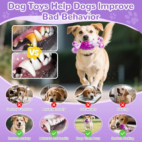 Large Indestructible Dog Toys: Dog Chew Toys for Aggressive Chewers to Keep Them Busy&Reduce Boredom and Anxiety - color: Dark purple