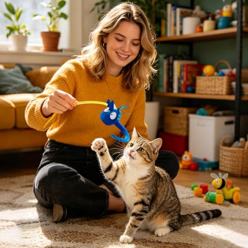 Simulated Chirping Bird Cat Toy - 15x6x8cm Touch Activated Plush Catnip | Pet Enrichment Teaser Toy | Battery Powered Interactive Puppy Playthings for Indoor Kitten Enrichment Playing Training