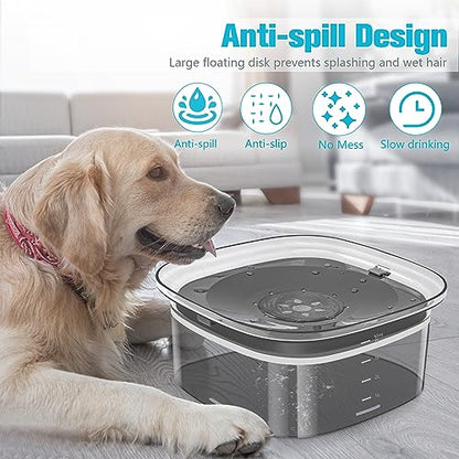 UPSKY 4L Dog Water Bowl 135oz No Spill Dog Bowl Extra Large Capacity Slow Drinking Water Feeder, Splash Proof Pet Water Dispenser Vehicle Carried Travel Water Floating Bowl for Dogs, Cats - color: I-Black, size: 4 L