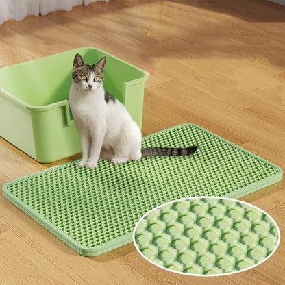 Foldable Pet Litter Mat with Textured Top Keeps Litter Contained and is Kind on Nails Control Pad - color: Green