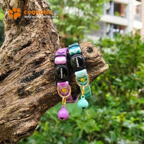 2 Pack Breakaway cat Collars with Bell,Safety Quick Release Pendant Cute Kitten Collar,Adjustable 20-30cm (Auqa+Purple, 20-30cm) - color: Auqa+Purple