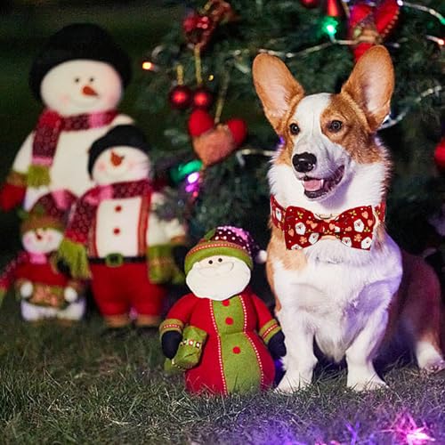 Elegant little tail Christmas Dog Collar, Winter Santa Claus Pet Collars Bow Red Metal Buckle Collar Puppy Girl Boy Holiday Cotton Soft Bowtie Adjustable Dog Collar for X-Small Dogs - color: Heart with Santa Claus, size: X-Small (Pack of 1)