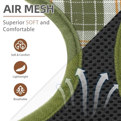 PUPTECK Soft Mesh Dog Harness and Leash Set Pet Puppy Cat Comfort Padded Vest No Pull Harnesses, Olive Green, XS - color: Olive Green, size: XS (NECK: 10", CHEST: 10"-14")