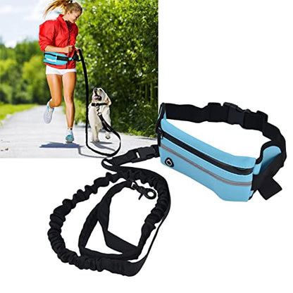 Generic Belt Bag Dog Leash Set, Hands Free Waist Pack with Reflective Strips and D Ring, for Walking Running Hiking Training (Sky Blue) - color: Sky Blue