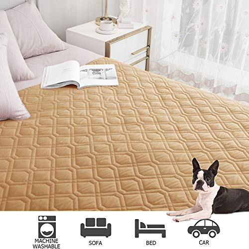 Ameritex Waterproof Dog Bed Cover Pet Blanket for Furniture Bed Couch Sofa Reversible - color: Sand+stoneblue, size: 30x53 Inch (Pack of 1)