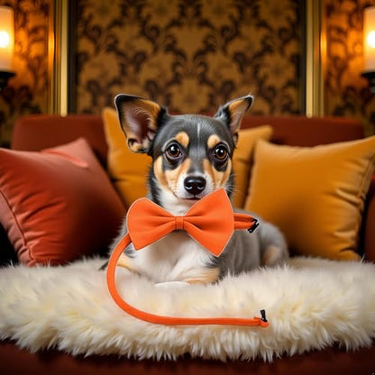 Orange Dog Bow Ties with Adjustable Collar Pet Neckties Cat Bow Tie Dogs Bowtie Collar Dog Bows Grooming Solid Puppy Neckties Cat Collars Basic Dog Collars