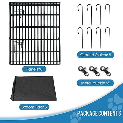Dog Pen Pet Playpen Dog Fence Indoor Foldable Metal Wire Exercise Puppy Play Yard Pet Enclosure Indoor Outdoor 8 Panels 30 Inch with Bottom Pad/Top Cover - style: Playpen + bottom pad