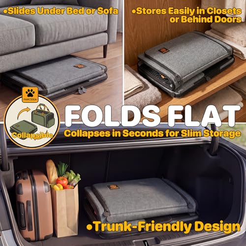 PAWZIDEA Expandable Large Pet Carrier with Wheels, 24x16x16 in Rolling Cat Carrier for 2–4 Cats up 55lb, Soft-Sided Collapsible Small Medium Dog Crate for Car Travel, Telescopic Handle, Storage Pocket - color: Mid-Hemp Gray-Wheels-XL