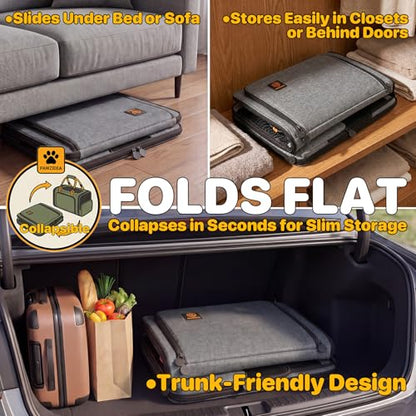 PAWZIDEA Expandable Large Pet Carrier with Wheels, 24x16x16 in Rolling Cat Carrier for 2–4 Cats up 55lb, Soft-Sided Collapsible Small Medium Dog Crate for Car Travel, Telescopic Handle, Storage Pocket - color: Mid-Hemp Gray-Wheels-XL