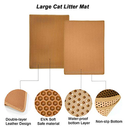 Pieviev Cat Litter Mat Litter Tray Mat of Large Size, Waterproof Material BPA Free, Soft on Paws and Washable - color: Brown, size: L-28''X20''