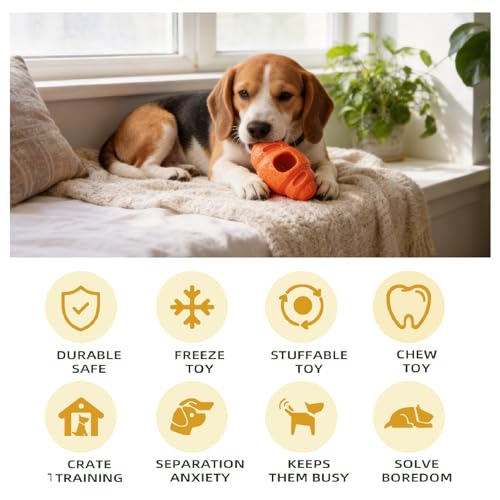 Durable Frozen Dog Chew Toy for Aggressive Chewers,Interactive Treat Dispensing Toy for Crate Training & Anxiety Relief,Food-Grade Nylon, Coffee Wood Fiber, Easy to Clean,For Medium & Large Dogs