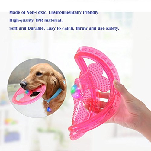 Flying Disc Dog Sport Toy with Flashing LED Lights, Light Up Pet Disk for Ultimate Night Time Play, Blue - color: Blue