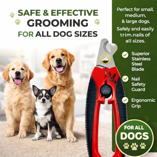Warren London Dog Nail Clippers for Small Medium & Large Dogs – Professional Pet Nail Trimmer with Stainless Steel Blade, Safety Guard & Non-Slip Ergonomic Handle for Safe Easy Grooming - style: All Dog Sizes