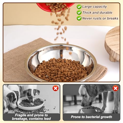 2 Pack Small Stainless Steel Dog Bowls 5 Inch Metal Dog Food Bowls Pet Feed Water Bowl for Large Medium Small Dogs, Thickened Durable Replacement Bowl for Elevated Stand, Kitten, Puppy