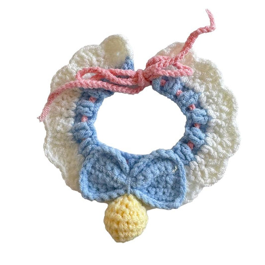 Spring Cat Collar Cute Breakaway Safe Adjustable Cat Collars for Cats Small Dogs Soft Knitted Neck Decor Kitten Collar Girl Cat Supplies for Indoor Cats Pet Collar Accessories (Blue & Yellow Ball) - color: Blue & Yellow Ball