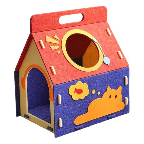 Felt Cat House Hideaway Cave Shelter, Scratch Resistant Indoor Cat Bed, Warm Spacious Play and Rest House for Cats- Style A - color: Style A