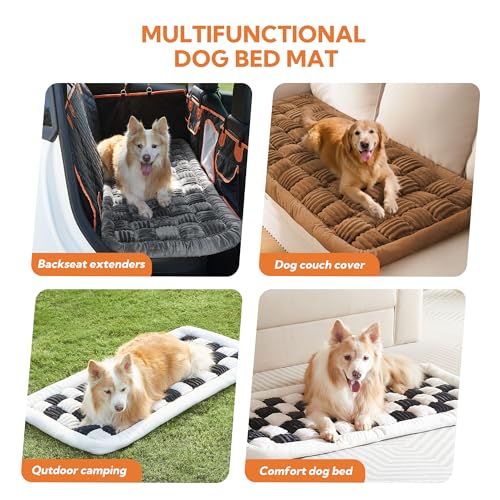 Dog Bed for Car Back Seat Soft Plush Backseat Pet Bed Mat Non-Slip Travel Pet Mat, Fuzzy Plaid Dog Seat Cover, Fit for Backseat Extenders and Trucks SUVs (Dark Brown, 54" x 24.8") - color: Dark Brown