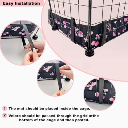 DZWLKJ Guinea Pig Cage Liner,Washable Tarp Bottom Base,Cherry Graphic,42"x56", Reusable for Rabbit, Chinchilla, Hedgehog, Ferret & Other Small Animals. - size: C&C 3x4(42x56 inches)