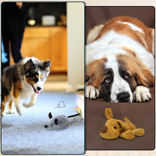 BABORUI Interactive Dog Toys Mouse, Escaping Mice Squeaky Dog Toy with Lights & Auto-Turn, Rechargeable Moving Dog Toys for Small/Medium/Large Dogs & Cats(Grey) - color: Grey