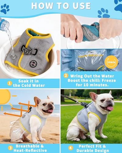 Dog Cooling Vest with Instant Chill-Heat Reflective Mesh Evaporative Dog Cooling Shirt,Adjustable Quick Release Cooling Harness for Dogs for Summer Walking,Hiking & Hot Weather (Large) - size: Large（Chest Girth 19.7-22‘’）