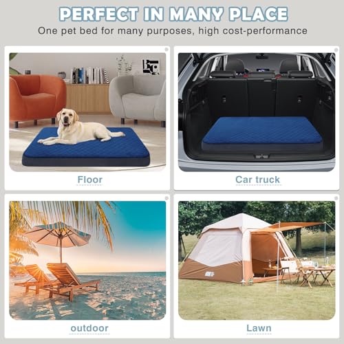 Large Dog Bed, Orthopedic Foam Big Dog Bed Mattress, 40 inch Joint Relief Pet Sleeping Beds, Non Slip Bottom with Removable Washable Cover, Dark Blue - color: Dark Blue, size: 40.0"L x 35.0"W x 3.5"Th