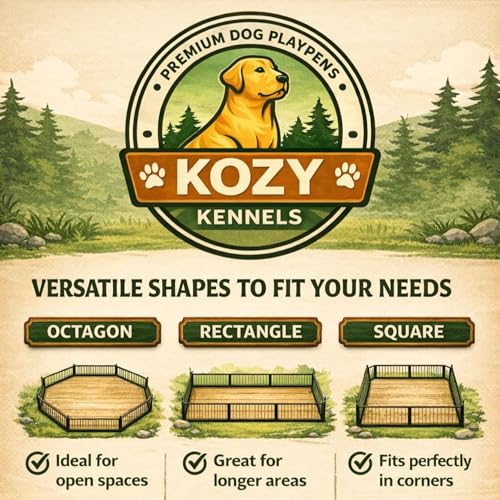 Dog Play Pen for Outdoor Use - 32'', 12 Panels for Small and Medium Size Dogs - Portable Playpen Kennel for RV, Camping, and Yard - Heavy Duty Pet Fence w/Black Rust Resistant Coating - size: 32 Inches
