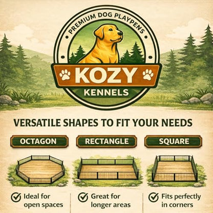 Dog Play Pen for Outdoor Use - 40'', 16 Panels for Medium and Large Size Dogs - Portable Playpen Kennel for RV, Camping, and Yard - Heavy Duty Pet Fence w/Black Rust Resistant Coating - size: 40 Inches