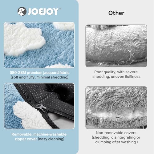 JOEJOY Donut Dog Bed Medium Size Dog, Cute Round Calming Pet Bed with Removable Washable Cover, Orthopedic Puppy Bed with Jacquard Shaggy Plush & Non Skid Bottom - color: Blue, size: M (30x30x8)