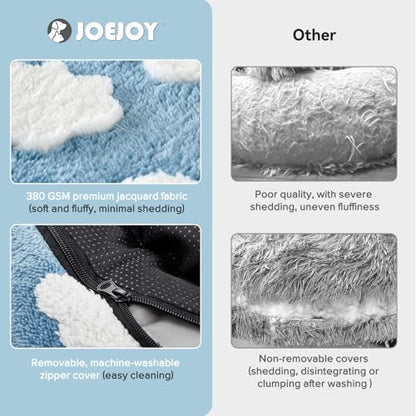 JOEJOY Donut Dog Bed Medium Size Dog, Cute Round Calming Pet Bed with Removable Washable Cover, Orthopedic Puppy Bed with Jacquard Shaggy Plush & Non Skid Bottom - color: Blue, size: M (30x30x8)