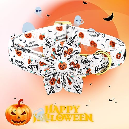 Dog Collar, Halloween Dog Collar with Flower Pumpkin Pet Collar Puppy Collars Cute Pet Flower Adjustable Collar for Small Dogs - color: Pumpkin, size: Small (Pack of 1)