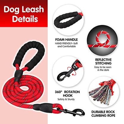 PoyPet Dog Harness and Leash Combo, Escape Proof No Pull Vest Harness, with 5 Feet Leash, Reflective Adjustable Soft Padded Pet Harness with Handle for Small to Large Dogs(Red,M) - color: Red, size: Medium