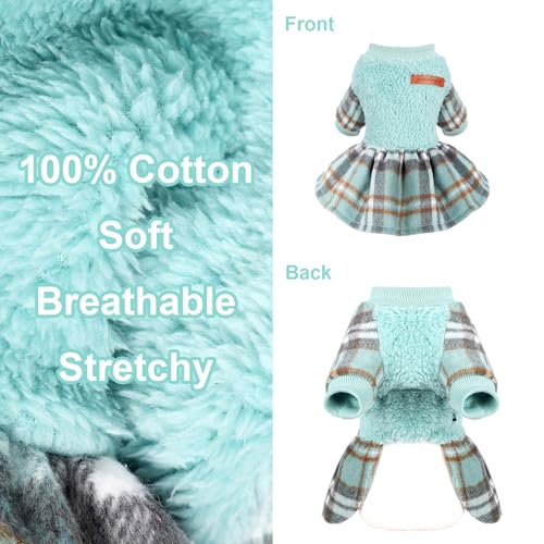 Dog Sweater for Small Dogs Girl Boy Winter Dog Sweater Dress, Puppy Clothes Pet Clothes Shih Tzu Wedding Birthday Plaid Dresses Holiday Festival Outfits, Turquoise, XXS - color: Turquoise, size: XX-Small (Chest 11in )