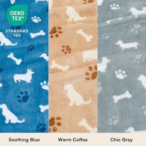 Luciphia 1 Pack 3 Blankets Fluffy Premium Fleece Pet Blanket Flannel Paw Printed Throw for Dog Cat