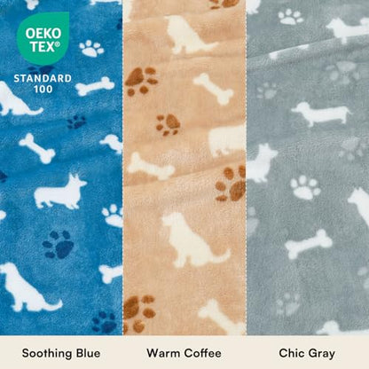Luciphia 1 Pack 3 Blankets Fluffy Premium Fleece Pet Blanket Flannel Paw Printed Throw for Dog Cat