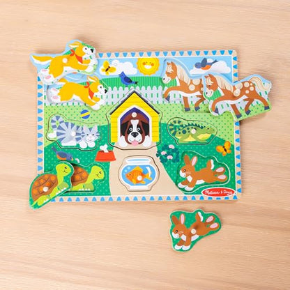 Melissa & Doug Pets Wooden Peg Puzzle (8 pcs) - style: Pets